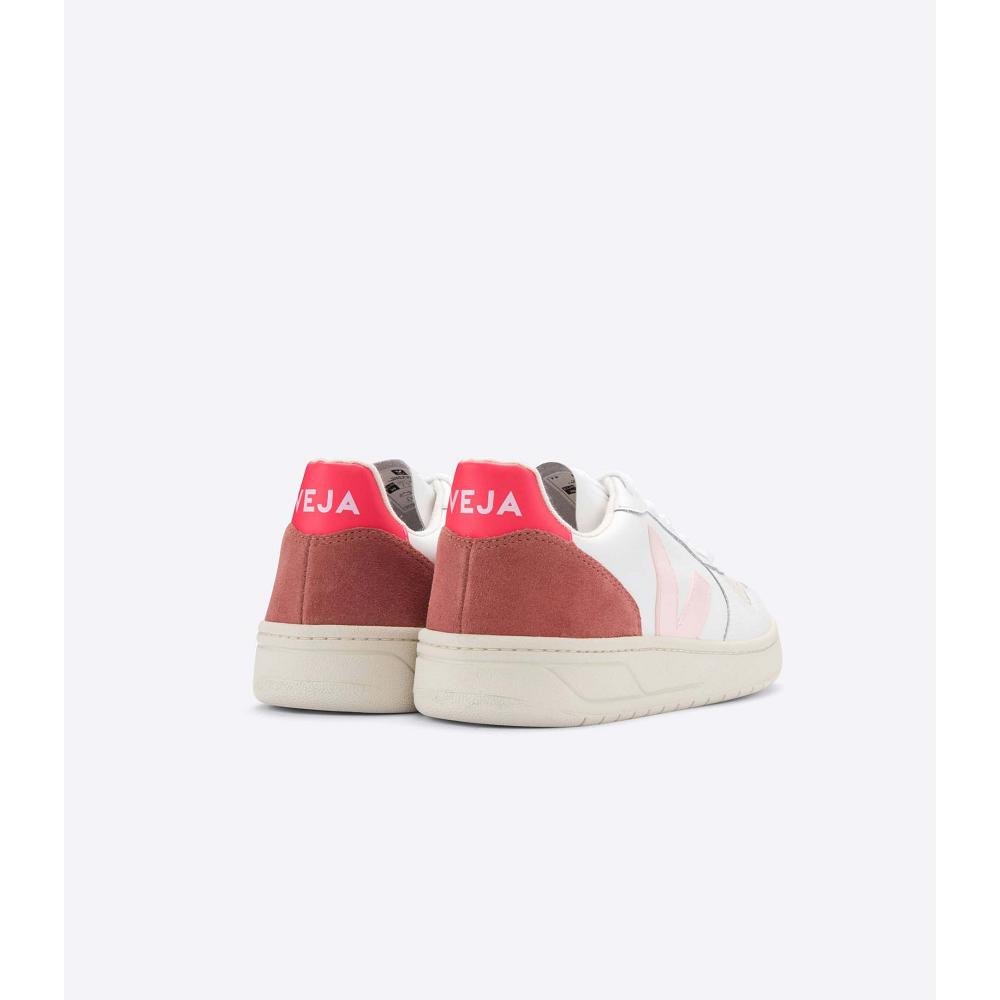 Women's Veja V-10 LEATHER Sneakers White/Red | SG 639BEX